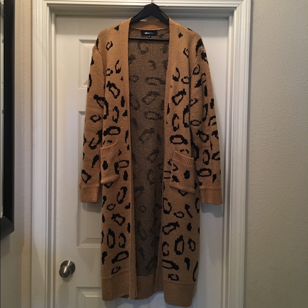 Animal print long cardigan (XL)